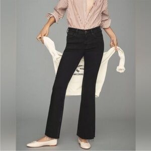 Anthropologie Pilcro Black Midrise Crop Flare Jeans Women Size 32